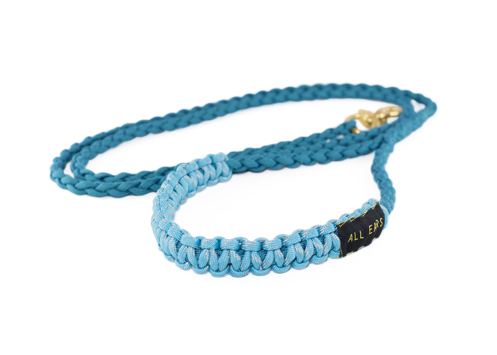 Braided Paracord 550 Leash - Reflective Turquoise and Teal